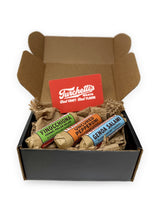 Turchetti's Snack Pack corporate gift box with 3 whole salami and a gift note card