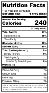 Finocchiona salami snack tray nutrition facts label
