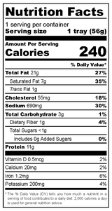 Ghost Pepper Pepperoni snack tray nutrition facts label