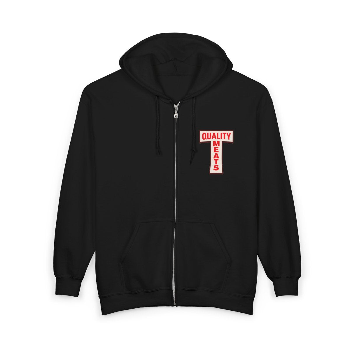 Black Turchetti's Quality Meats zip hoodie, front