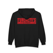 Black Turchetti's Quality Meats zip hoodie, back